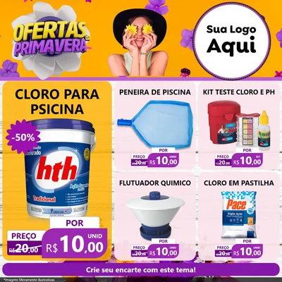 Modelo de Rede Social para Feed Facebook com o tema Ofertas Da Primavera para Produtos para Piscina