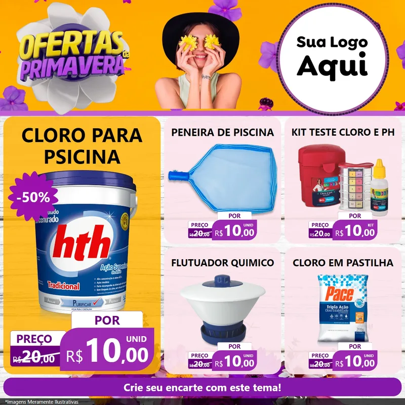 Modelo de Rede Social para Feed Facebook com o tema Ofertas Da Primavera para Produtos para Piscina