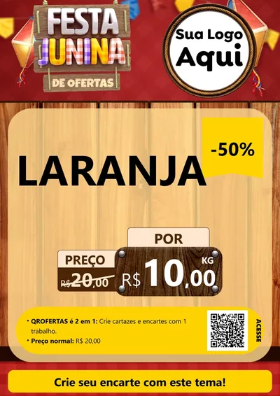Modelo de Cartaz para Cartaz A4 Vertical com o tema Festa Junina de Ofertas para Hortifrúti