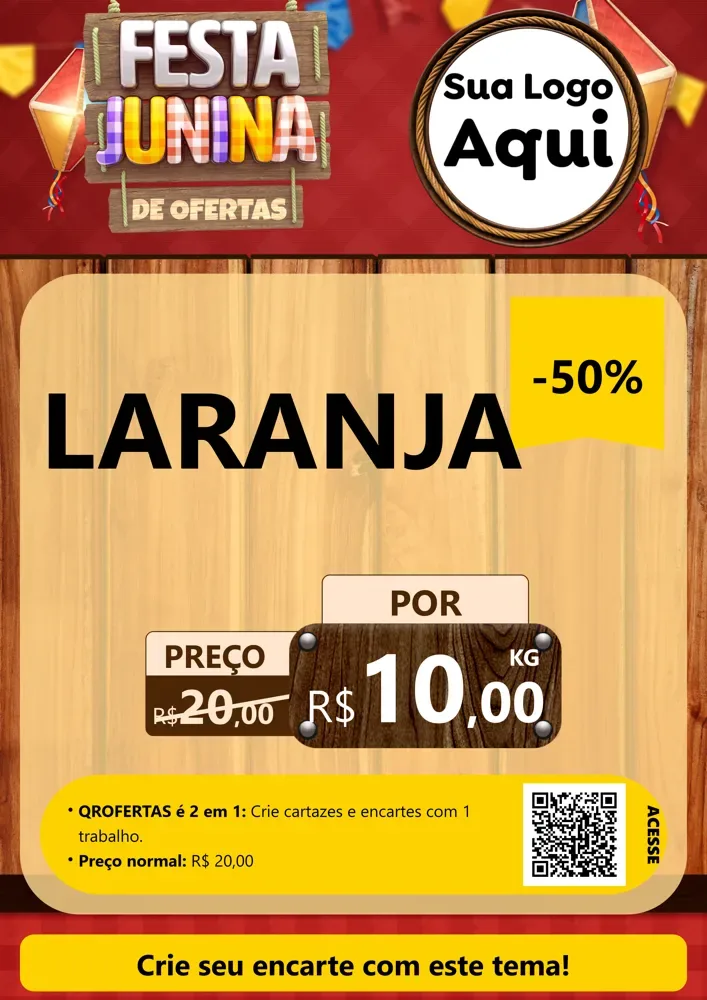 Modelo de Cartaz para Cartaz A4 Vertical com o tema Festa Junina de Ofertas para Hortifrúti