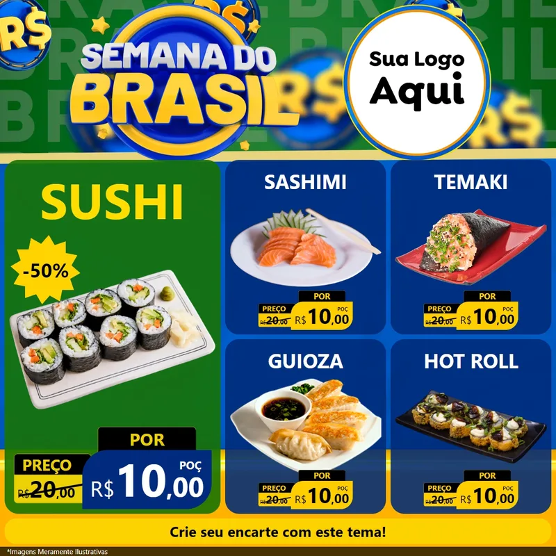 Modelo de Rede Social para Feed Facebook com o tema Semana Do Brasil para Comida japonesa