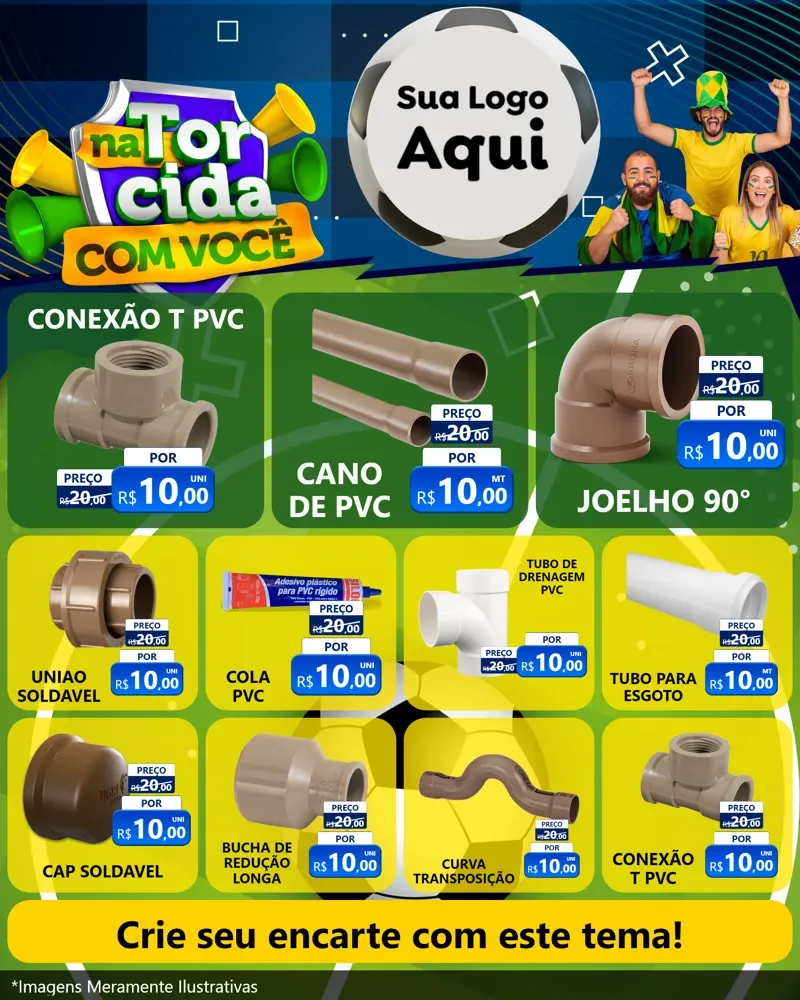 Modelo de Rede Social para Feed Instagram com o tema Na Torcida Com Você - Copa para Tubos e conexões