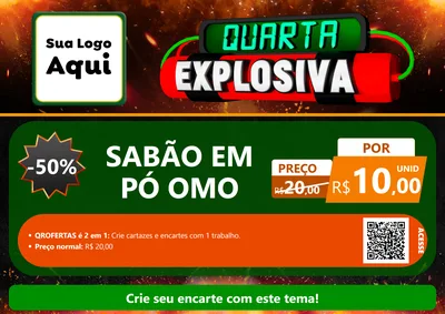 Modelo de Cartaz para Cartaz A4 Horizontal com o tema Quarta Explosiva para Produtos de Limpeza