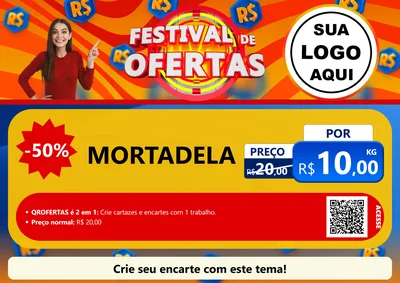 Modelo de Cartaz para Cartaz A4 Horizontal com o tema Festival de Ofertas para Frios e Laticínios