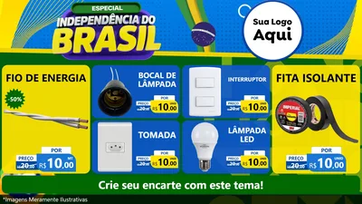 Modelo de TV para TV Horizontal com o tema Especial Independência do Brasil para Materiais Elétricos