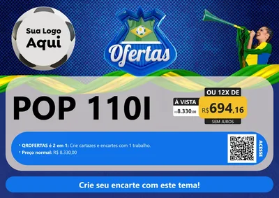 Modelo de Cartaz para Cartaz A4 Horizontal com o tema Ofertas (Futebol) para Concessionaria de Motos