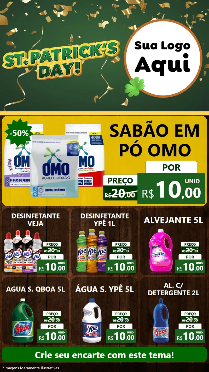 Modelo de Rede Social para Stories com o tema St Patriks Day para Produtos de Limpeza