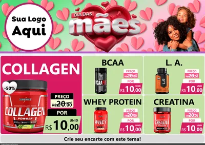 Modelo de Encarte para Encarte A4 Horizontal com o tema Dia das Mães para Suplementos alimentares