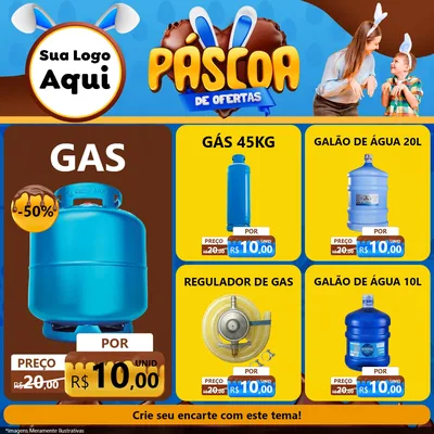 Modelo de Rede Social para Feed Facebook com o tema Páscoa de Ofertas para Água e gás