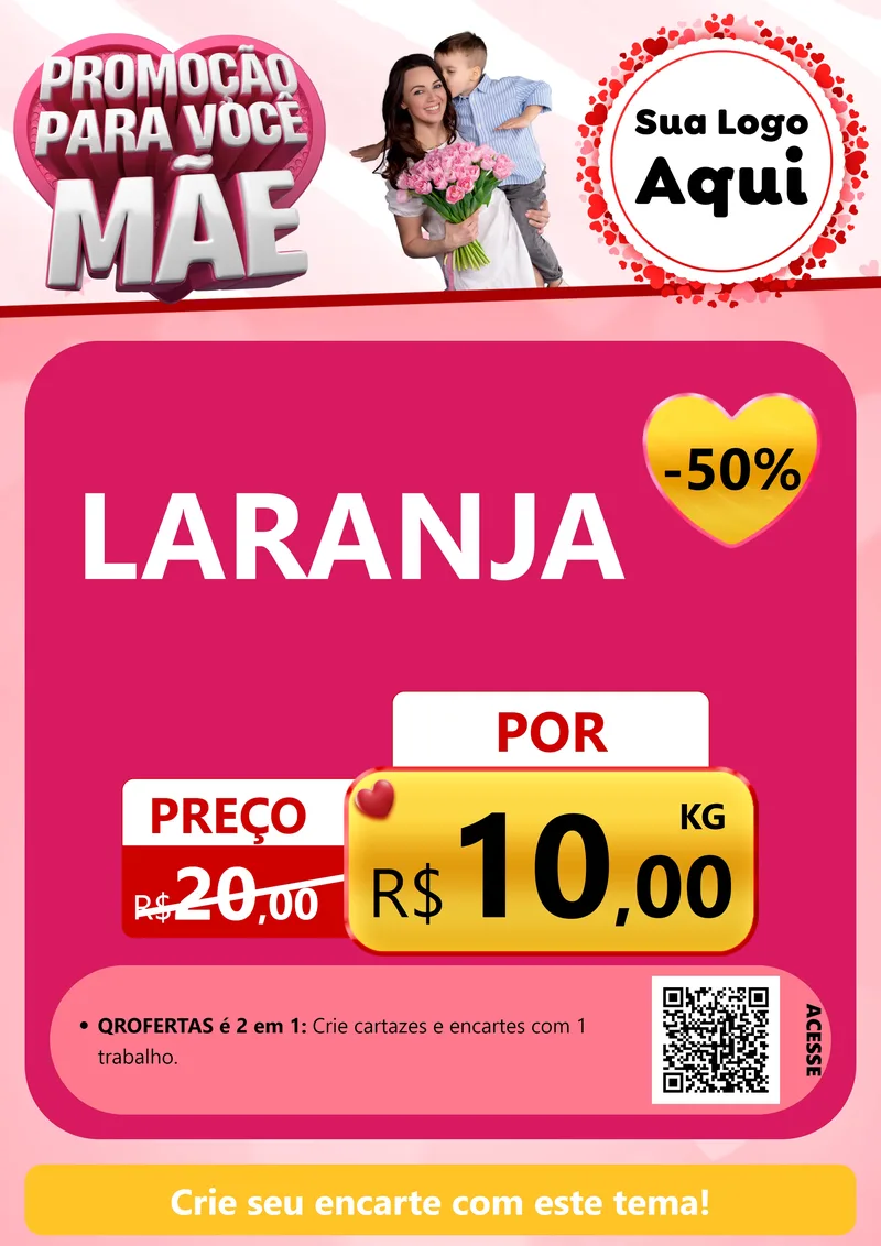 Modelo de Cartaz para Cartaz A4 Vertical com o tema Promoção Para Você Mãe para Hortifrúti