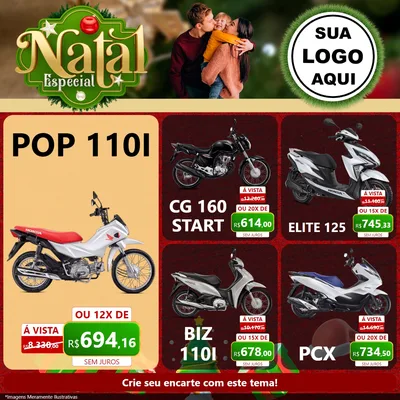 Modelo de Rede Social para Feed Facebook com o tema Natal Especial para Concessionaria de Motos