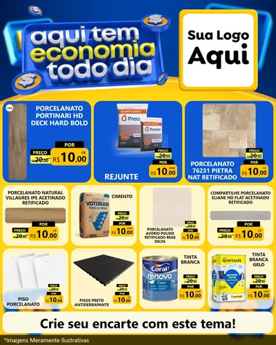 Modelo de Rede Social para Feed Instagram com o tema Aqui Tem Economia Todo Dia para Pisos e revestimentos