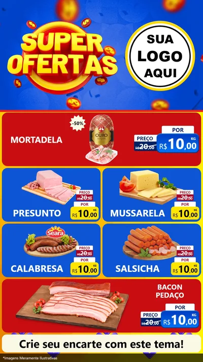 Modelo de TV para TV Vertical com o tema Super Ofertas para Frios e Laticínios