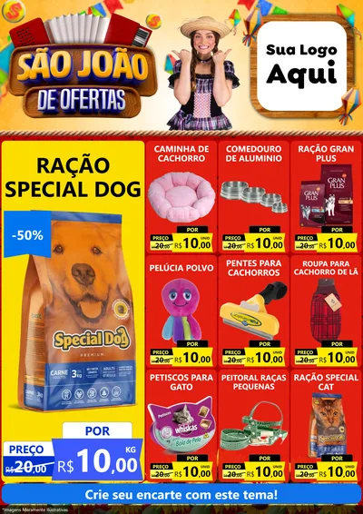 Modelo de Encarte para Encarte A4 Vertical com o tema São João de Ofertas para Pet Shop