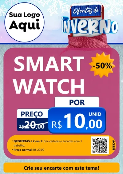 Modelo de Cartaz para Cartaz A4 Vertical com o tema Ofertas de Inverno para Informática