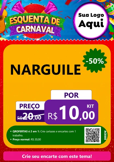 Modelo de Cartaz para Cartaz A4 Vertical com o tema Esquenta de Carnaval para Tabacaria