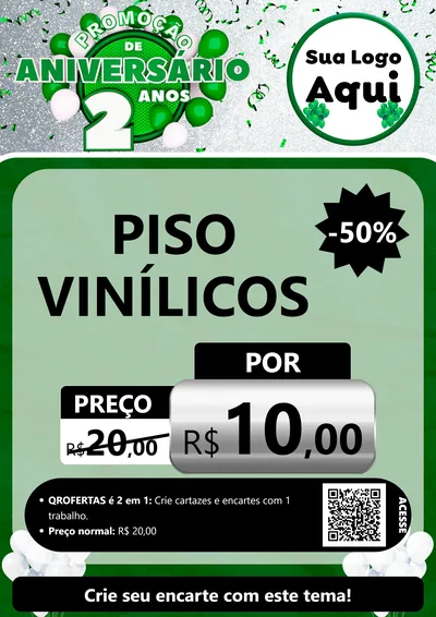 Modelo de Cartaz para Cartaz A4 Vertical com o tema Promoção de Aniversário - 2 Anos para Material para Construção