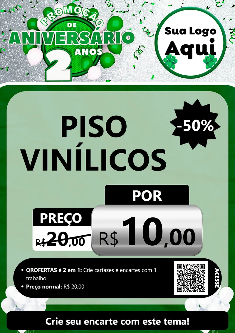 Modelo de Cartaz para Cartaz A4 Vertical com o tema Promoção de Aniversário - 2 Anos para Material para Construção
