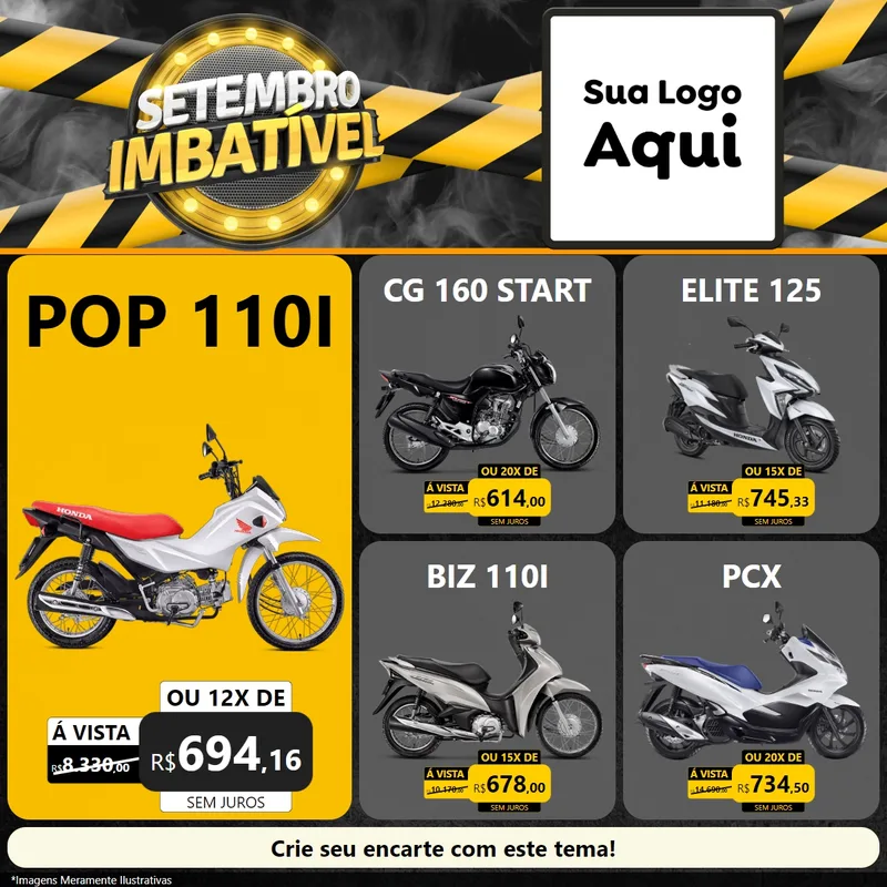 Modelo de Rede Social para Feed Facebook com o tema Setembro Imbatível para Concessionaria de Motos