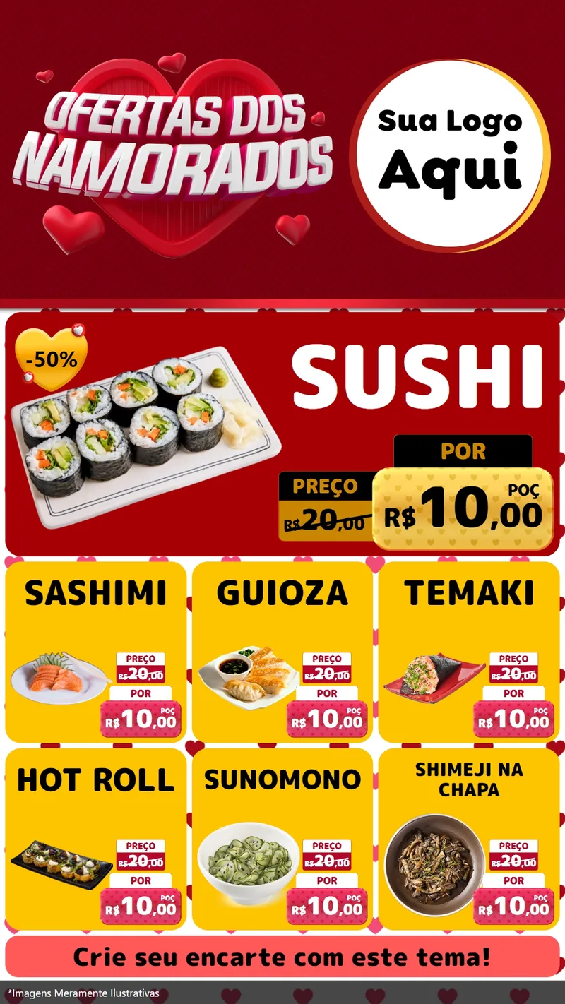 Modelo de Rede Social para Stories com o tema Ofertas Dos Namorados para Comida japonesa