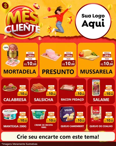 Modelo de Rede Social para Feed Instagram com o tema Mês do Cliente para Frios e Laticínios