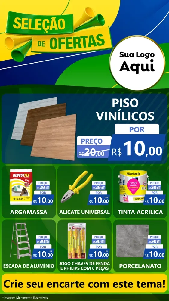 Modelo de Rede Social para Stories com o tema Seleção de Ofertas - Copa para Material para Construção