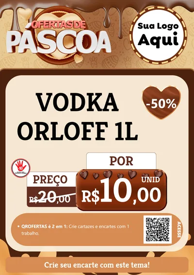 Modelo de Cartaz para Cartaz A4 Vertical com o tema Ofertas de Páscoa para Distribuidora de bebidas