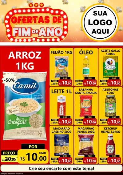 Modelo de Encarte para Encarte A4 Vertical com o tema Ofertas de Fim de Ano para Supermercado