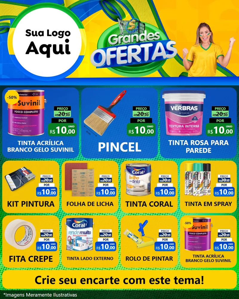 Modelo de Rede Social para Feed Instagram com o tema Grandes Ofertas para Tintas e Ferramentas