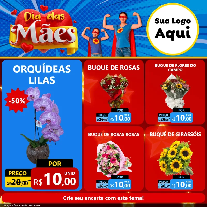 Modelo de Rede Social para Feed Facebook com o tema Dia das Mães para Floricultura e jardim