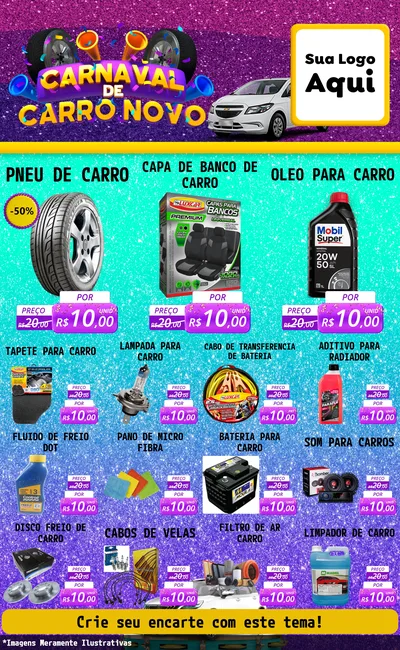 Modelo de Encarte para Encarte Grande com o tema Carnaval de Carro Novo para Auto peças