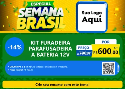 Modelo de Cartaz para Cartaz A4 Horizontal com o tema Especial Semana do Brasil para Maquinas e Ferramentas