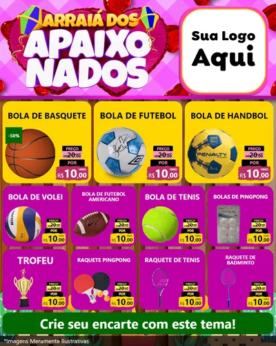 Modelo de Rede Social para Feed Instagram com o tema Arraiá dos Apaixonados para Artigos Esportivos