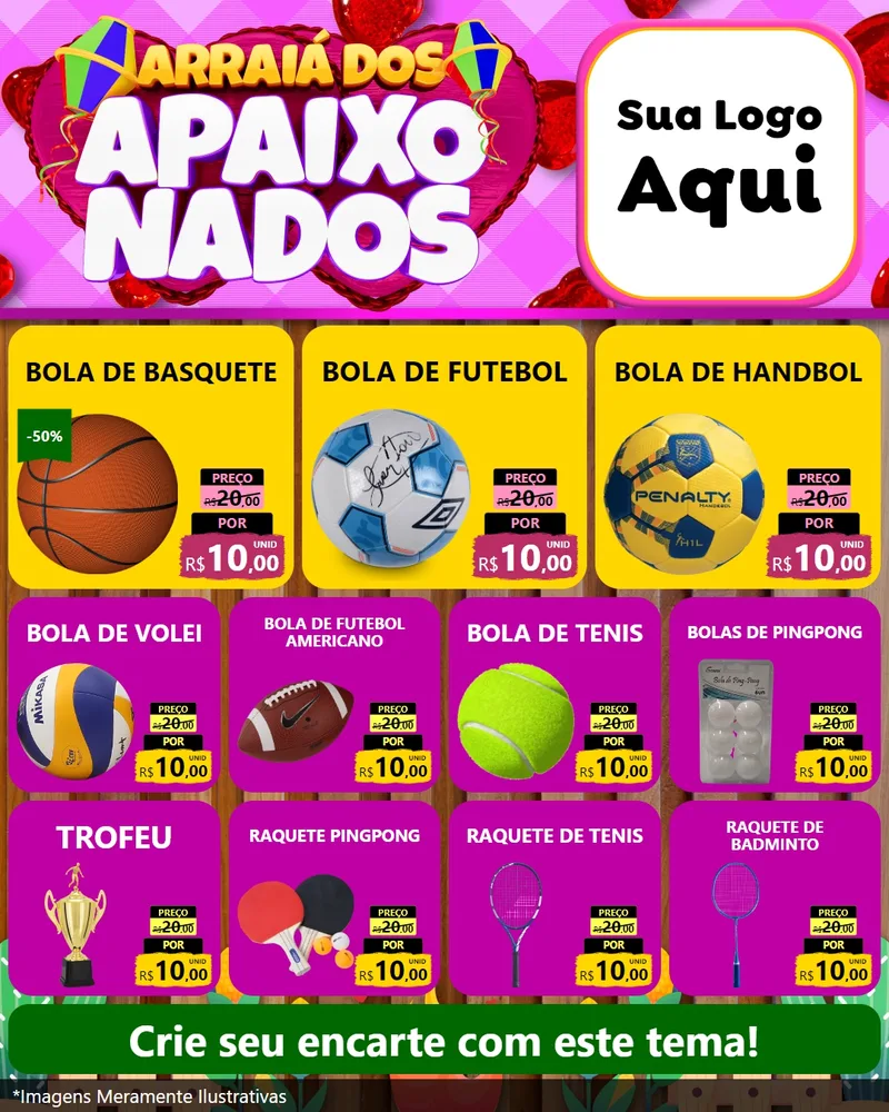 Modelo de Rede Social para Feed Instagram com o tema Arraiá dos Apaixonados para Artigos Esportivos