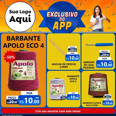 Modelo de Rede Social para Feed Facebook com o tema Exclusivo do Aplicativo para Armarinho e Aviamentos