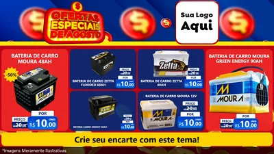 Modelo de TV para TV Horizontal com o tema Ofertas Especiais de Agosto para Baterias Elétricas