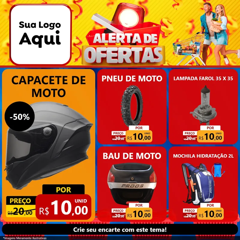 Modelo de Rede Social para Feed Facebook com o tema Alerta de Ofertas para Moto peças