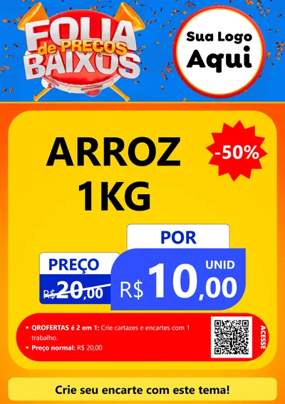 Modelo de Cartaz para Cartaz A4 Vertical com o tema Folia de Preços Baixos para Supermercado