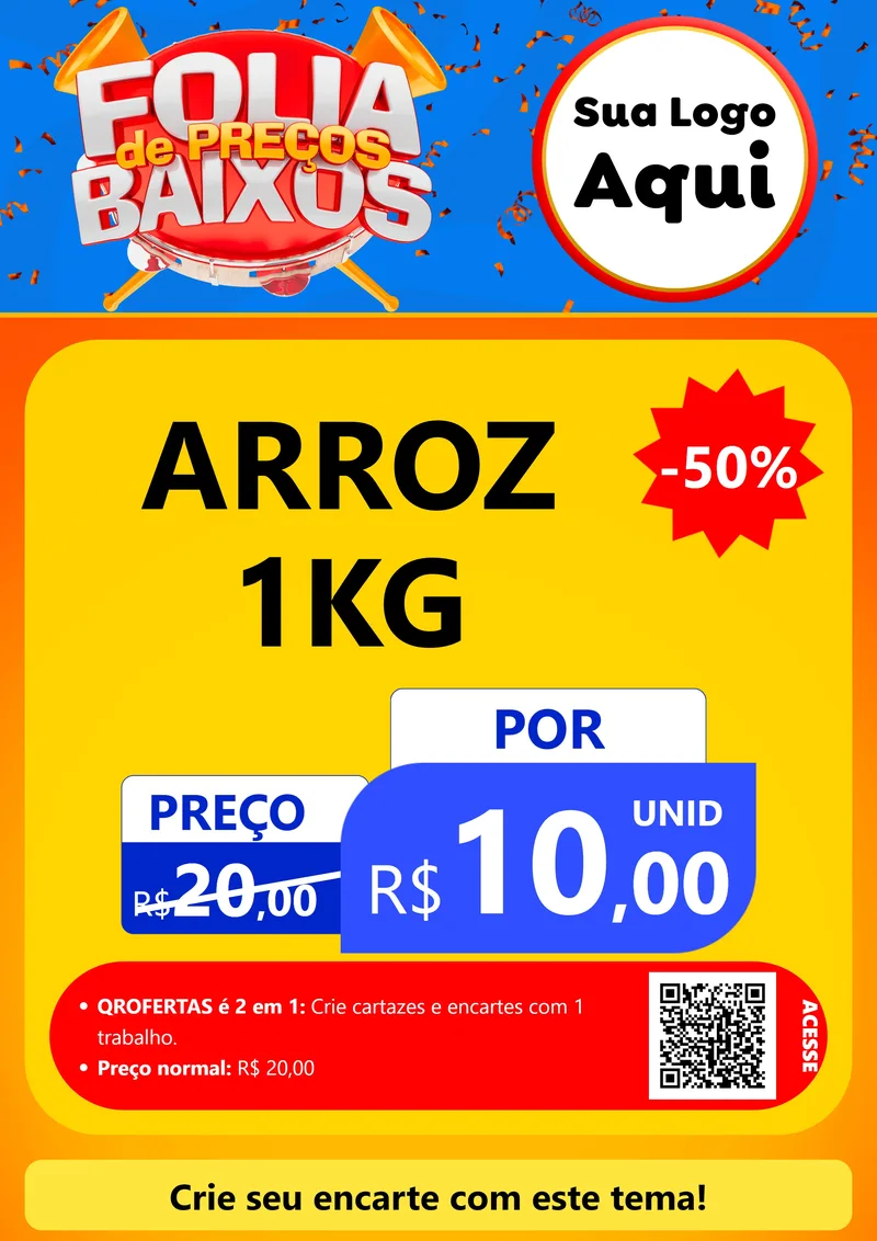 Modelo de Cartaz para Cartaz A4 Vertical com o tema Folia de Preços Baixos para Supermercado