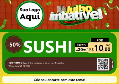 Modelo de Cartaz para Cartaz A4 Horizontal com o tema Julho Imbatível para Comida japonesa