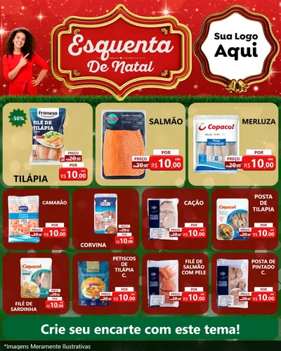 Modelo de Rede Social para Feed Instagram com o tema Esquenta de Natal para Peixaria