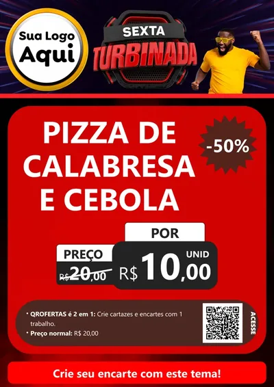 Modelo de Cartaz para Cartaz A4 Vertical com o tema Sexta Turbinada para Pizzaria