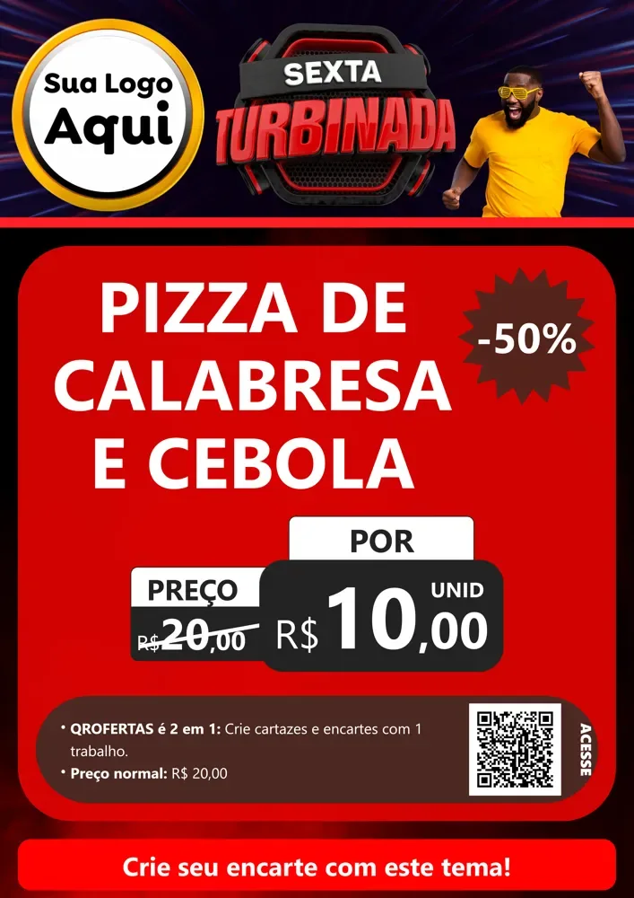 Modelo de Cartaz para Cartaz A4 Vertical com o tema Sexta Turbinada para Pizzaria