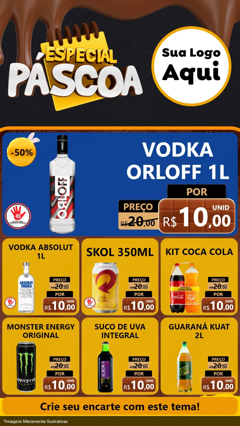 Modelo de Rede Social para Stories com o tema Especial Páscoa para Distribuidora de bebidas