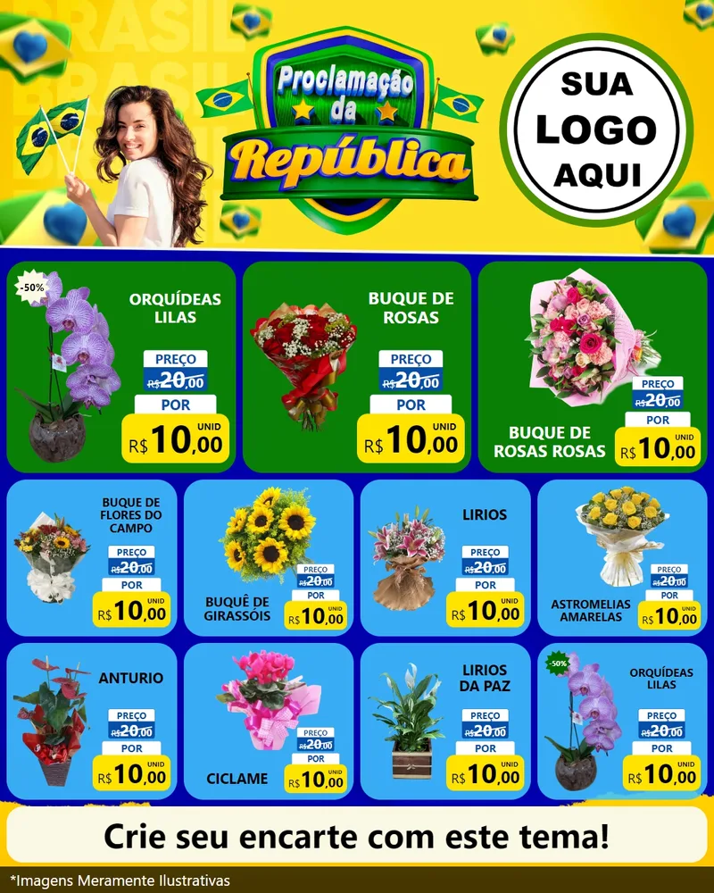 Modelo de Rede Social para Feed Instagram com o tema Proclamação da República para Floricultura e jardim
