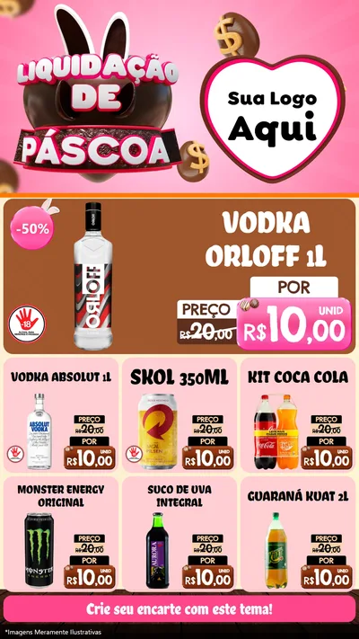 Modelo de Rede Social para Stories com o tema Liquidação de Páscoa para Distribuidora de bebidas