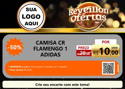 Modelo de Cartaz para Cartaz A4 Horizontal com o tema Réveillon de Ofertas para Roupas e acessórios