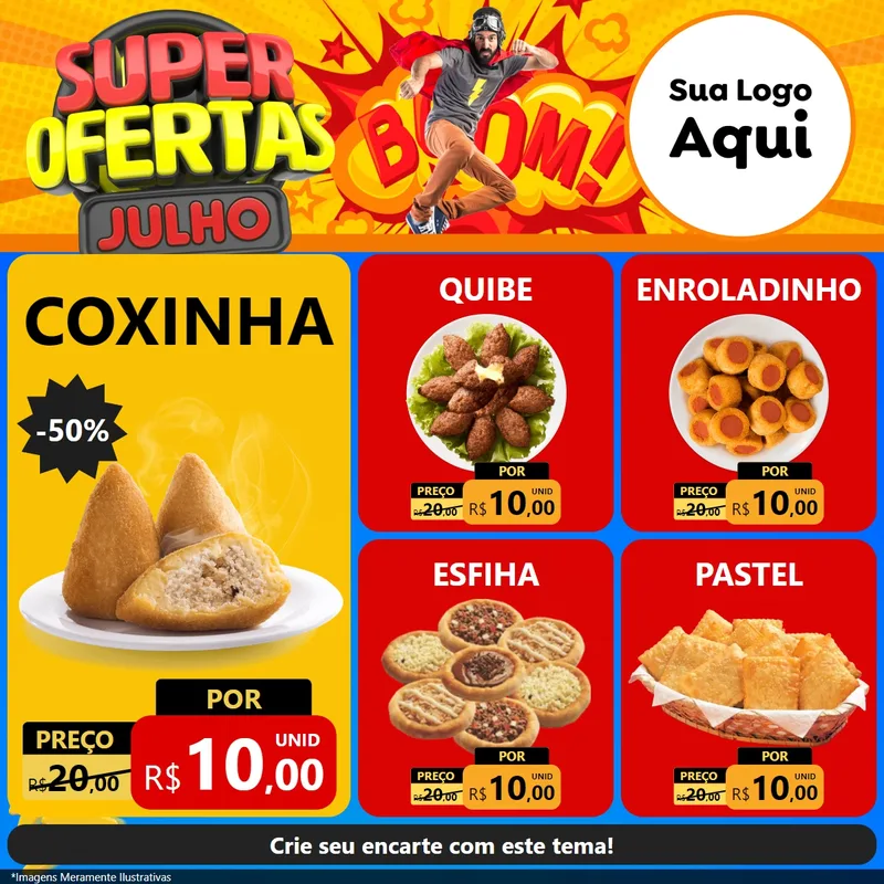 Modelo de Rede Social para Feed Facebook com o tema Super Ofertas Julho para Salgadaria