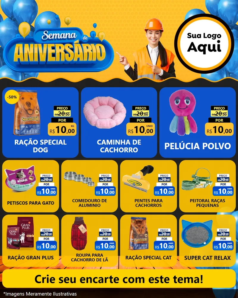 Modelo de Rede Social para Feed Instagram com o tema Semana de Aniversário para Pet Shop