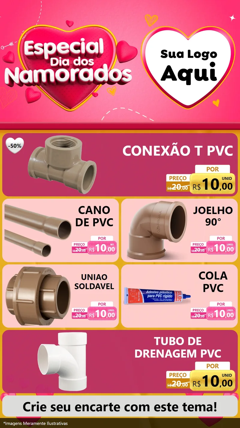 Modelo de TV para TV Vertical com o tema Especial Dia dos Namorados para Tubos e conexões